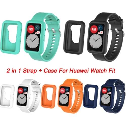 2 in 1 Wrist Strap for Huawei Watch Fit Wristband Bracelet + Protective Case Cover Bumper for Huawei Fit Watch Accessories