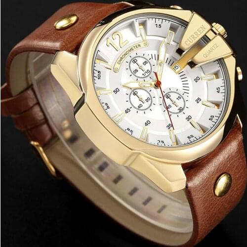 Luxury brand CURREN watch new fashion sports mens watch modern design quartz watch mens leather strap male clock