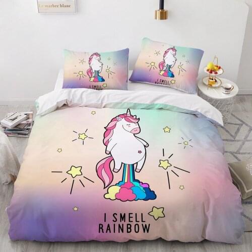 Luxury 3D Bedding Sets Comforter Quilt Cover Duvet Set Queen King Double Single Size Unicorn Cartoon Design Custom Bedclothes