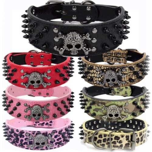 Spiked Studded Small Large Dog Collar Rivet Accessory Hond Neck Strap For Puppy Necklace Leather PU Pitbull Bulldog Pet Supplies
