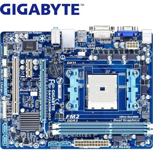 Socket FM2 For AMD A55 DDR3 Gigabyte Motherboard GA-F2A55M-DS2 100% Original Desktop Mainboard Boards F2A55M-DS2 64GB Boards