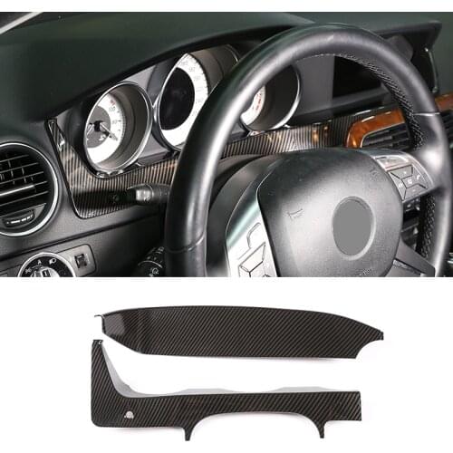 Car Styling Carbon Fiber texture Steering Wheel Dashboard Panel Cover Frame Trim For Mercedes Benz C Class W204 2011-2013 LHD