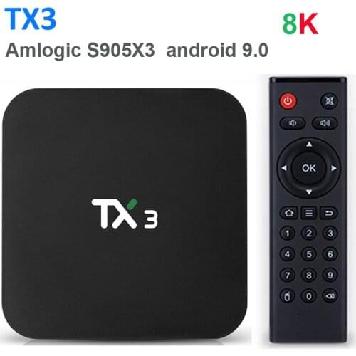50pcs Tanix TX3 Android 9.0 TV BOX Amlogic S905X3 4G RAM 32GB 64GB ROM Quad Core 2.4G/5GHz Wifi BT Youtube 8K Media Player