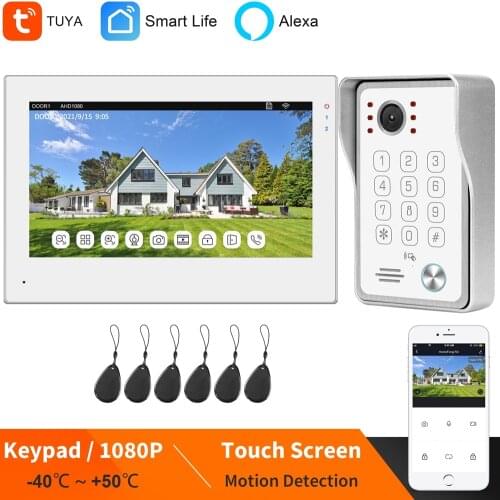 TUYA Smart WIFI Video Intercom for Home Door Phone Touch Screen 1080P Doorbell Keypad RFID Password Unlock Access Control System
