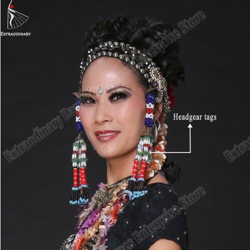 Belly Dance Headgear Tags Hanging Beads Tassel Tribal Accessory Hand Made Headwear Gypsy Women Stage Performance Jewelry