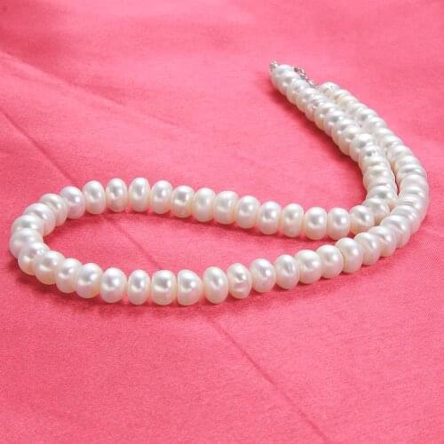 Real Freshwater Pearl Necklace For Women 45cm Length Necklace Beads Jewelry White 8-9mm Pearls Mom Gift Fashion Jewelry