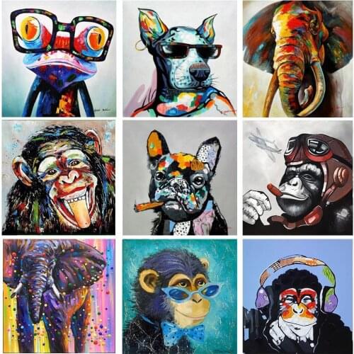 Animals Graffiti Art Dog Elephant Monkey Frog Canvas Painting Street Posters and Prints Wall Picture for Living Room Home Decor