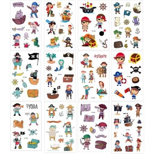 12 Sheets Tattoo Stickers Waterproof Pirate Pattern Tattoo Decal Tattoo Stickers for Festival Party Halloween