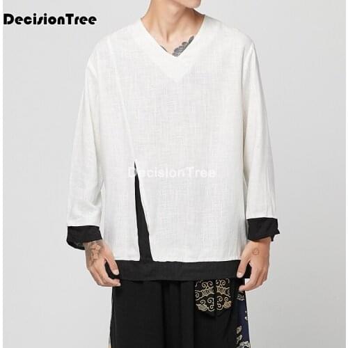 2021 tang suit male top madarin collar traditional chinese clothing men cotton linen retro hanfu blouse shirts tang suit coat