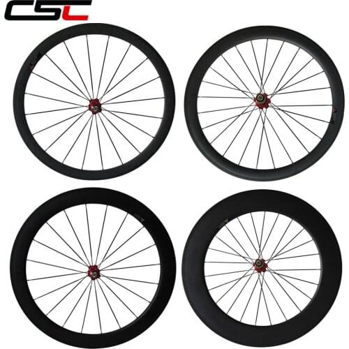 25mm Width U Shape 38 50 60 88mm Depth Clincher Tubular Carbon road bike Wheels A271SB F372SB hub + aero spokes