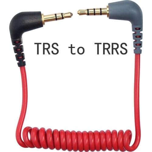 3.5mm TRS to TRRS Microphone to Smartphone Cable Spring Coiled Red Color for RODE SC7 BOYA By VIDEOMIC GO Video Micro-type Mics