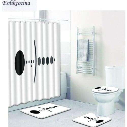 Free Shipping 4pcs Black Dots De Banho Banyo Paspas Bathroom Carpet Bathmat Set Non Slip Tapis Salle De Bain Alfombra Bano