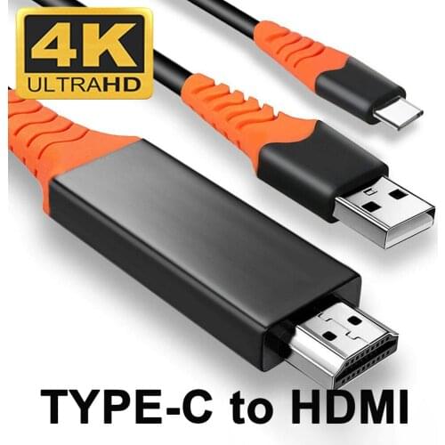 4K USB-C to HDMI Cable Type C to HDMI Thunderbolt 3 for MacBook Samsung Galaxy S10/S9 Huawei Mate 20 P20 Pro USB-C HDMI Adapter