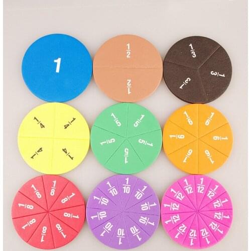 51Pcs EVA Round Shaped Fractions Instrument Montessori Math Educational Toys Math Learning Tool Student Teaching Gifts