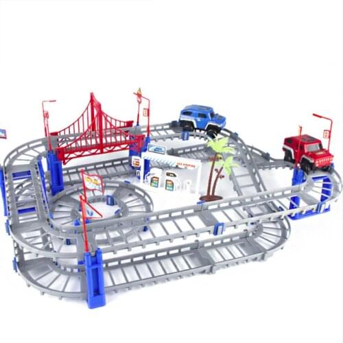 Bai-vari-multi-layer electric rail car small train children puzzle assembly toys boy gift