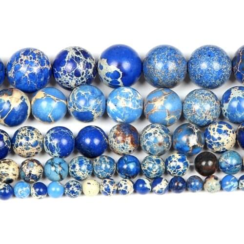 Natural Stone Royal Blue Emperor stone Charm Round Loose Beads For Jewelry Making Needlework Bracelet DIY Strand 4/6/8/10/12 MM