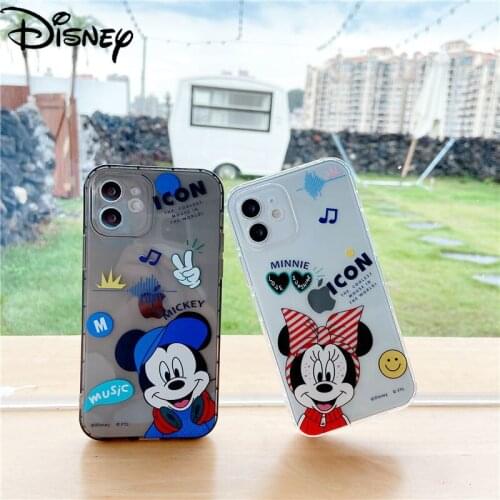Disney cartoon cute Minnie Mickey couple transparent phone case for iPhone12mini/se/xr/7p/8p/7/8/11/12 zz0630