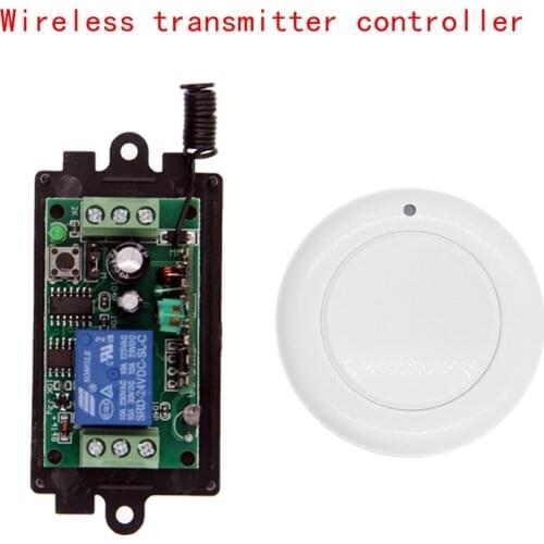 Black Universal DC 9V 12V 24V 10A Relay 1CH 1 CH Wireless Remote Control Switch Receiver and RF Roundness Transmitter