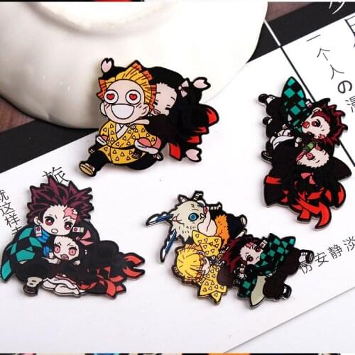 COSTAR Anime Demon Slayer Tanjirou Nezuko Zenitsu Giyuu Shinobu Inosuke Muzan Anime Brooches Badge