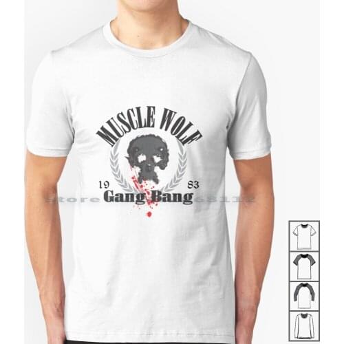 Muscle Wolf Gang Bang T Shirt 100% Cotton Muscle Werewolf Gangbang Muscle Wolf Gang Bang Skull Creative Trending Vintage Cool