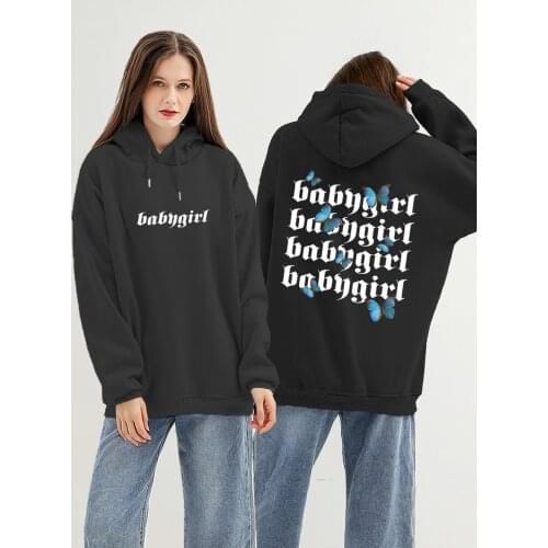 Butterfly Print Hoodie Oversized Harajuku Thermal Sweatshirt 90s Aesthetic Tracksuit for Teen Girls Drop Shoulder Pastel Clothes