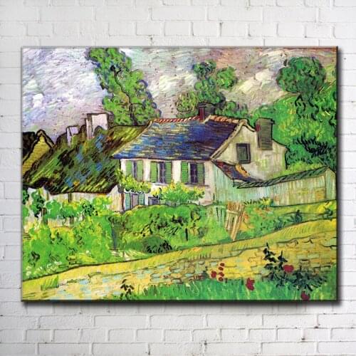 Impression Van green spring farmer house scenery canvas printings oil painting printed on canvas wall art decoration pictures
