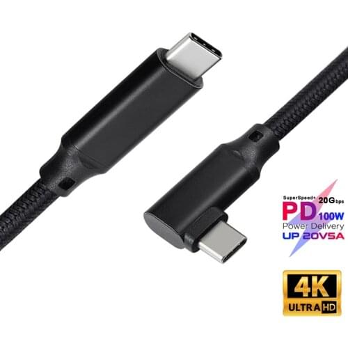 100W PD 5A Curved USB3.1 Type-C Male to Male Cable 4K @60Hz 10Gbps USB-C Gen 2 Cord For Macbook Pro Nintendo Oculus Quest 1 2 VR