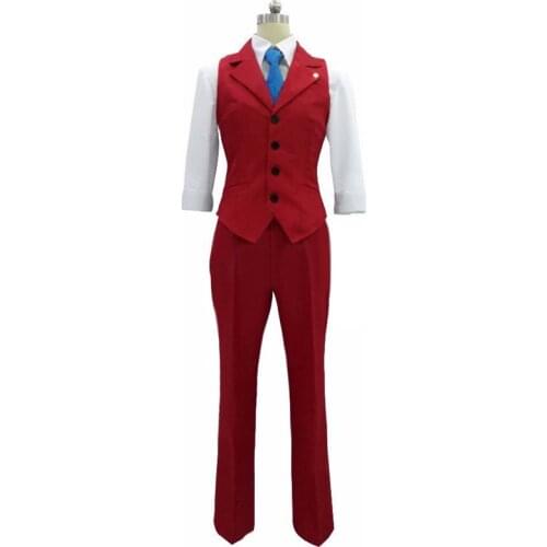 Ace Attorney Apollo Justice Red Vest Suit Outfit Cosplay Costume Full Set 11