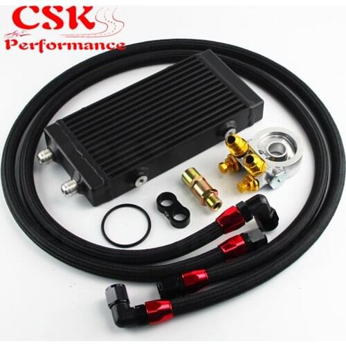 Small 9.5"x5.5"x1.58"Core Dual Pass Bar & Plate Oil Cooler w/80 Deg thermostatic Filter Adapter Kit