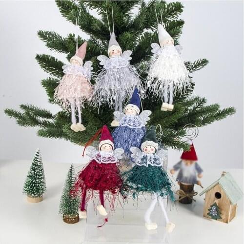Cute Christmas DIY Angel Hanging Pendant Lovely Plush Doll Pendant Ornament Party Supplies For Home Xmas Gift Noel