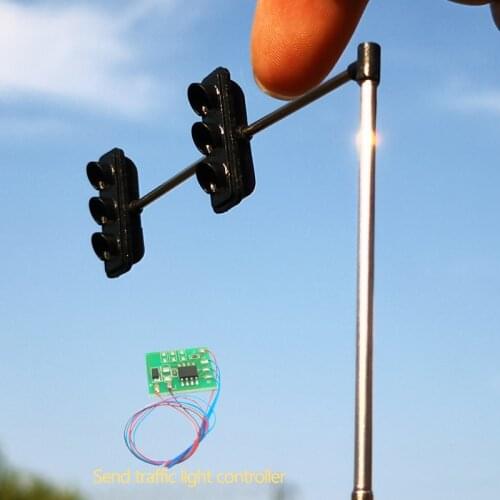 2 PCS HO Scale Model Traffic Lights/Operating Pole Mount Overhead Traffic Lights with Controller/Train Railway/Railroad Layout