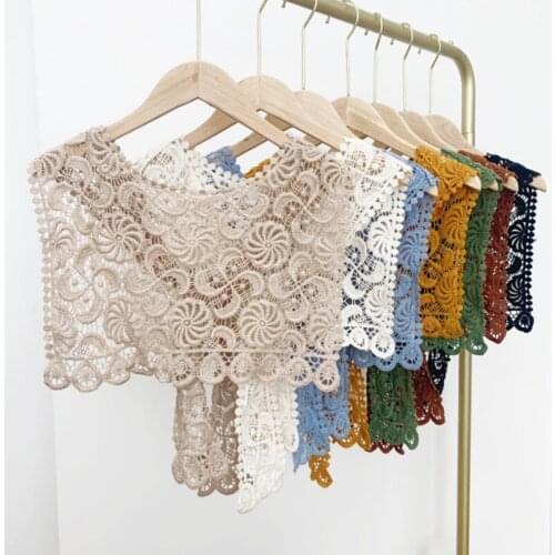 MoriBty New Lace Women Cotton Scarf Shrugs Spring-Summer Solid Hollow-Out Pashmina Wraps Luxury Shoulder Knot Shawl Neckerchief