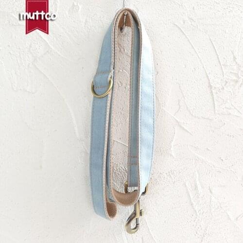 MUTTCO retailing self-design collar THE LIGHT JEAN handmade collar wathet blue and white 5 sizes dog leash UDC034T