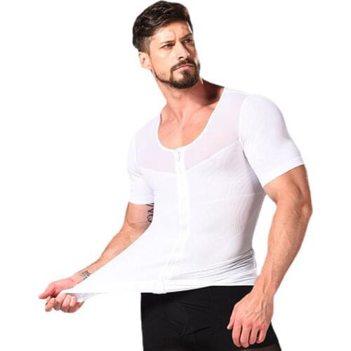 Men Body T-Shirt Gynecomastia Compression Shirts Posture Corrector Undershirt Belly Slimming Corrective Underwear Tops