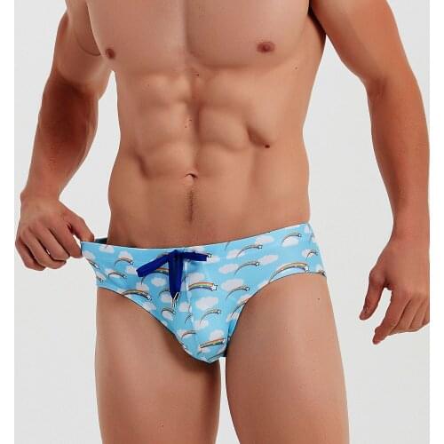 Mens Swim Briefs Sexy Rainbow Shooting Star Swimwear Swimsuit Panties Beach Wear Bathing Suit Sport Shorts Bikini Surf Underwear