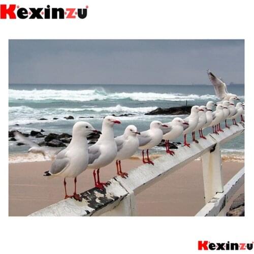 Kexinzu 5d diy Diamond Painting kit Seagull by the sea Cross stitch Diamond Embroidery DIY 5D Diamond Mosaic decoration gift