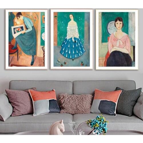 Nordic Wall Art Canvas Painting Modern Living Room Decoration Elegant Woman Painting Poster Printing Oil Painting Room Decor