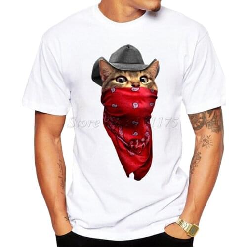 2019 New Arrivals Fashion Robber Cat Design Mens T Shirt Boy Cool Tops Hipster Printed Summer T-shirt