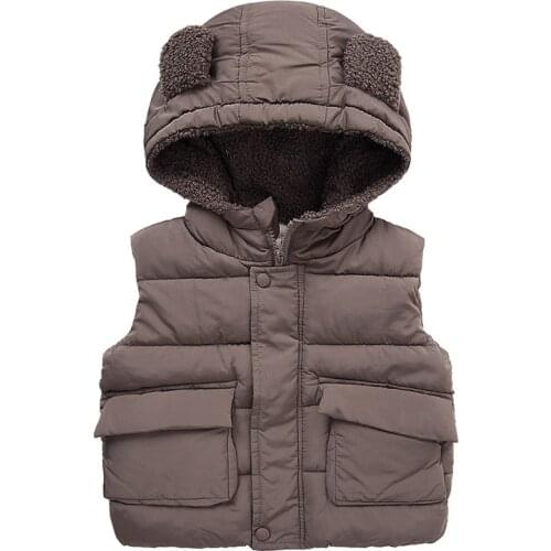 2020 Solid Children Waistcoat Cotton Boys Clothing Hooded Outwear Kids Vest Sleeveless Boys Clothes Autumn Winter Thick