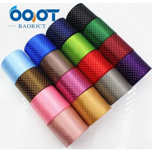 OOOT BAORICT 176221 , white Polka Dots satin Ribbon , 38MM ,10 yards The tape for Sewing , DIY Headdress Accessories Handmade