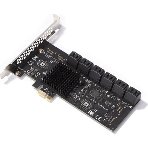 Chi a Mining Riser Expansion Card 6Gbps PCIE SATA PCI-E Adapter 12 Ports SATA 3.0 to PCI Express X1 Controller Expansion Card