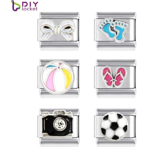10pcs Mix Style Stainless Steel Italian Charm Bracelet Charms LSIT105-682