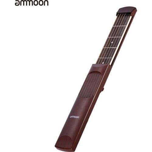 Ammoon Portable Pocket Acoustic Guitar Practice Tool Trainer 6 String 6 Fret Model Fretboard Wood Grain for Beginner Learner