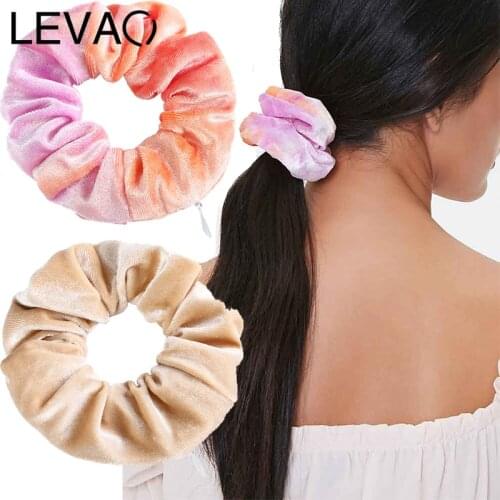 LEVAO New Zipper Storage Elastic Hair Band Velvet Pocket Wallet Hair Scrunchies Hair Rope Hair Accessories Headwear Ornaments