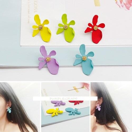 Sweet Flower Earrings Cute Beautiful Girly Series Spray Eardrop Seaside Holiday Style Ear Stud Ear Stud 4pcs