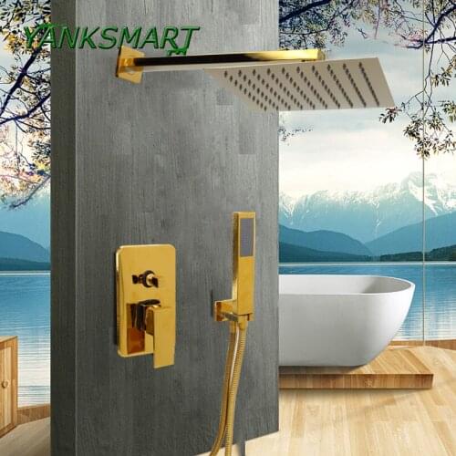 YANKSMART Multi-choice Factory Retail Bathroom Shower Mixer Faucet with ABS Hand Shower Gold Finish Deck Mounted
