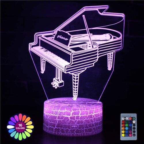 LED Lamp Creative 3D Musical Instruments Headset Bedroom Decor Bedside Table Lamp Touch Remote Control Night Light Gift