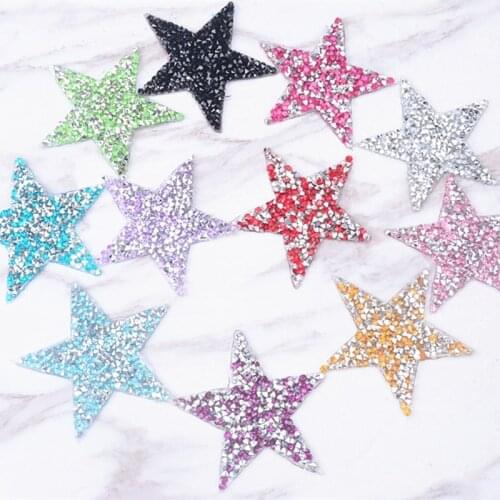 6Cm Hotfix Rhinestone Star Motifs 10Pcs Design Iron On Heat Transfer Diy Patches Applique For Kids Garment Bag Shoe Decorations