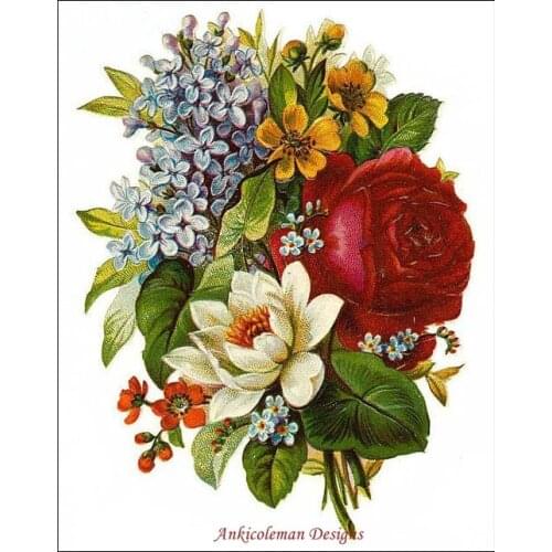 Embroidery Counted Cross Stitch Kits Needlework - Crafts 14 ct DMC Color DIY Arts Handmade Decor - Flowers162