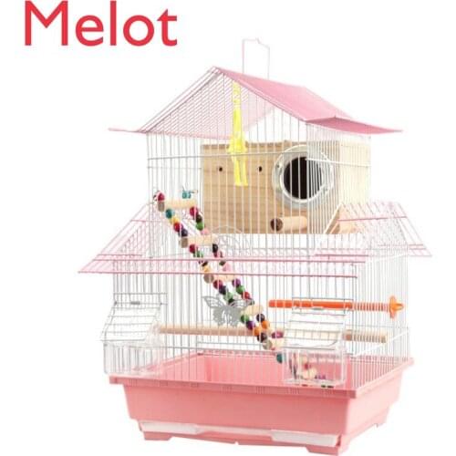 High-End Modern Parrot Bird Cage White Eye Large Villa Small Bird Cage Household Luxury Metal Roof Style Viewing Cage